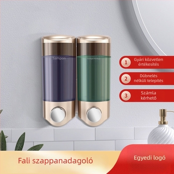 Nast kettős fejű falra szerelhető szappanadagoló, ABS+PC, kézi nyomású működés, elektroplatírozott bevonat, átlátszó tartály