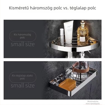Fürdőszobai sarokpolc rozsdamentes acélból, polírozott felület, teherbírás 10 kg, sarok ventilátormintával, Hundred Camps márka