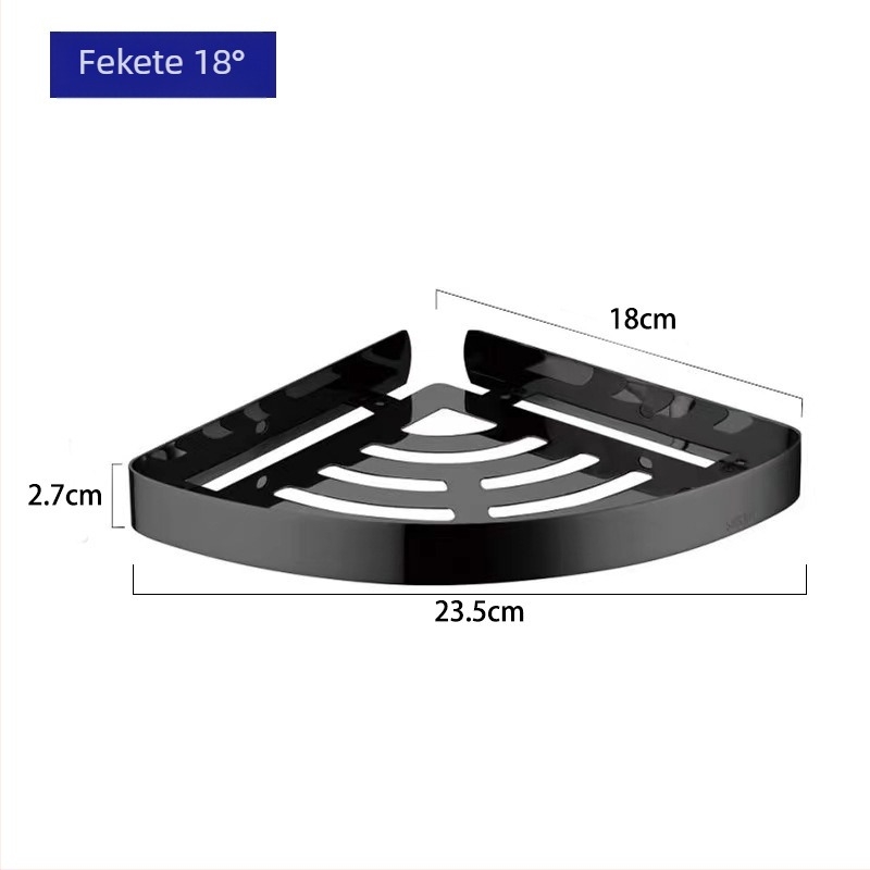 Fürdőszobai sarokpolc rozsdamentes acélból, polírozott felület, teherbírás 10 kg, sarok ventilátormintával, Hundred Camps márka