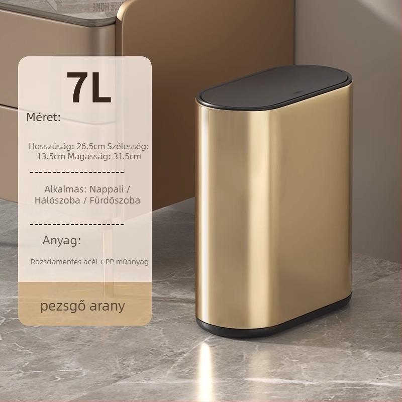Puting 7L rozsdamentes acél ovális hulladéktartó fürdőszobába, nyomófedéllel, otthoni használatra