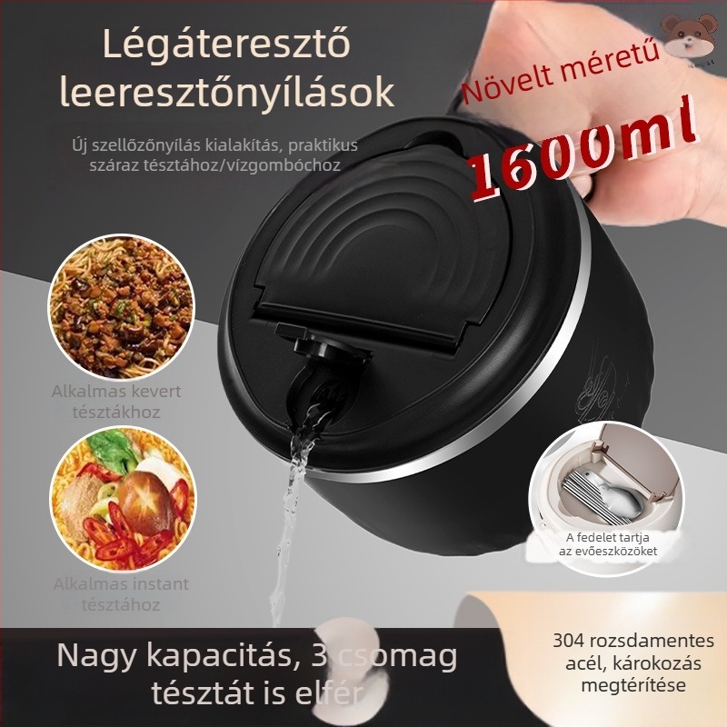 304 rozsdamentes acélból készült instant tészta tál, kör alakú, mikrohullámú sütőben használható, logóval testre szabható