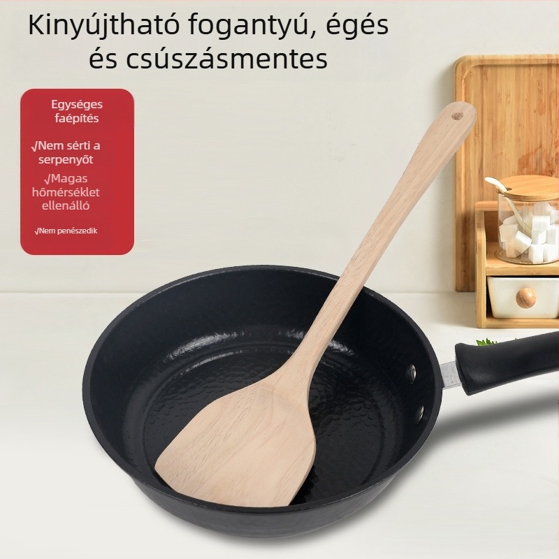Természetes bükkfa fakanál, fa nyéllel, antiadhéziós, hőálló, csúszásmentes, égésvédő