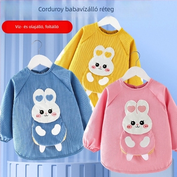 Gyerekeknek vízálló hosszú ujjú smock, cartoon mintával, Corduroy anyagból, 3–8 éveseknek