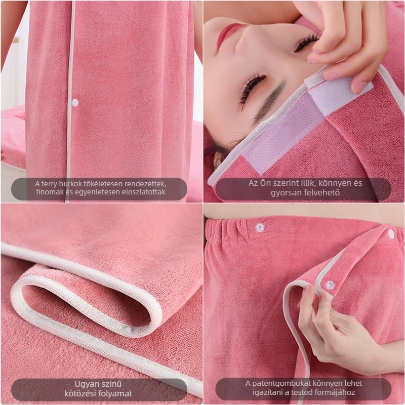 Szépségszalon törölközőkészlet turbánnal, mellkas- és fürdőtörölközővel; mikroszálas 400 g; gyors száradás; kiváló nedvszívó képesség; logó nyomtatás elérhető; 3 vagy 5 darabos készlet