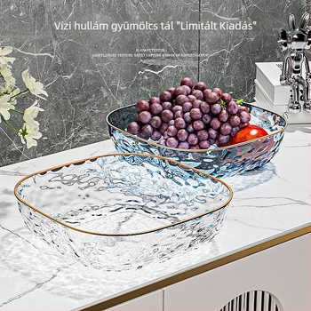 Gyümölcstál átlátszó műanyagból, víz hullám mintázattal, nappali kávéasztalhoz, könnyű luxus stílus; egyszerű stílus. (Anyag: Műanyag; Kategória: Gyümölcstál; Piacra kerülés: 2024. Nyár; Stílus: Könnyű luxus; Stílustípus: Egyszerű)