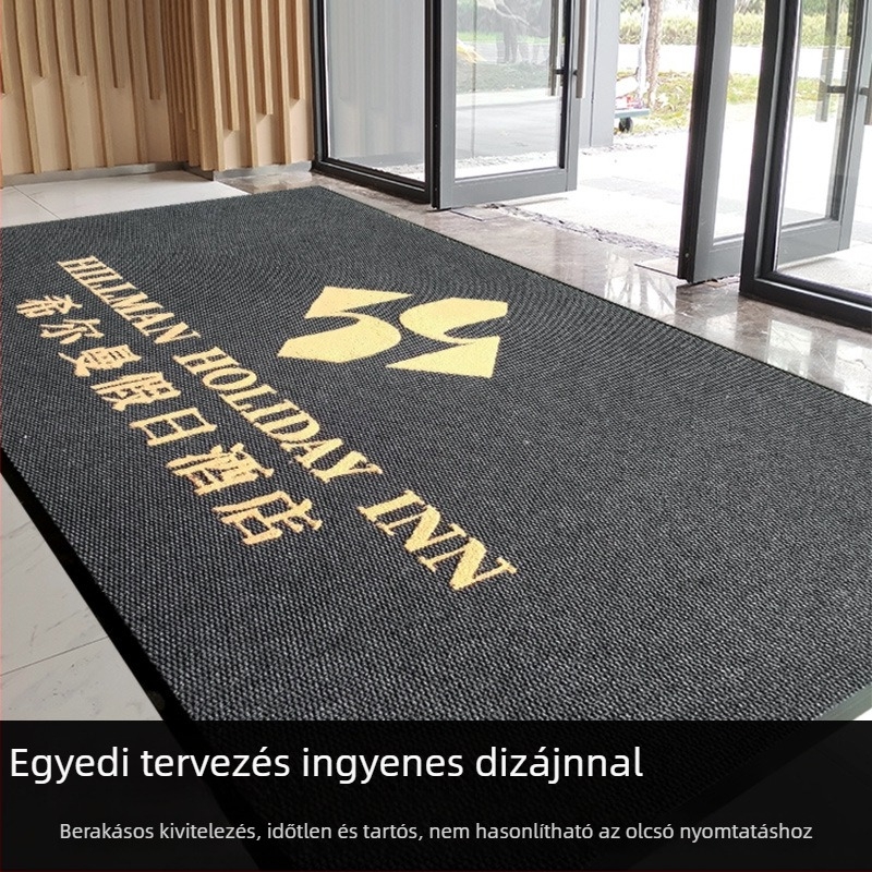 Bejárati szőnyeg egyedi logóval, csúszásmentes, nedvességfelszívó, téglalap alakú