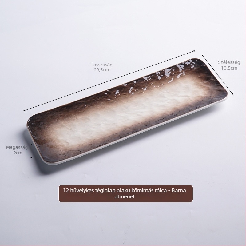 Téglalap alakú porcelán tál, japán stílusú sushi és sashimi számára; mikrohullámú sütő nem kompatibilis