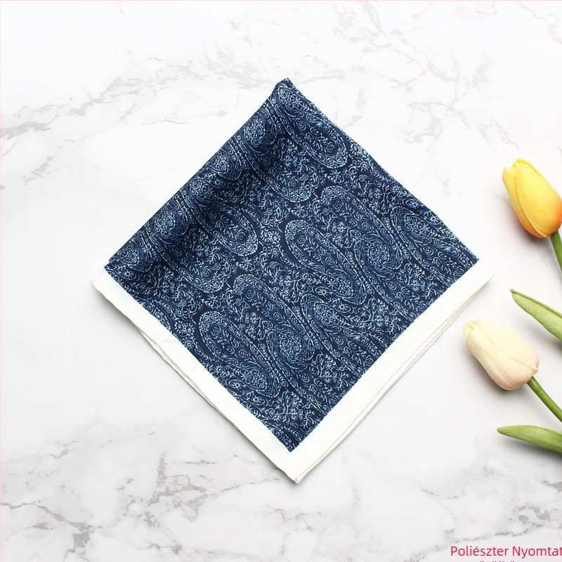 Nyomtatott mintájú zsebkendő, poliészter, uniszex, lazább stílus