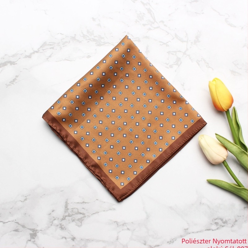 Nyomtatott mintájú zsebkendő, poliészter, uniszex, lazább stílus