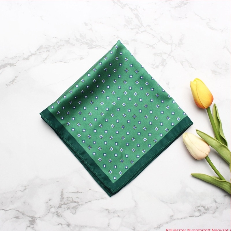 Nyomtatott mintájú zsebkendő, poliészter, uniszex, lazább stílus