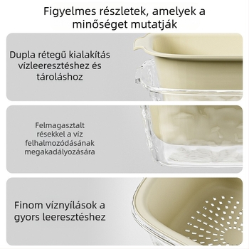 Kétszintes gyümölcsmosó kosár, műanyag, Rongling, modern minimalista stílus, 2024-ben debütált