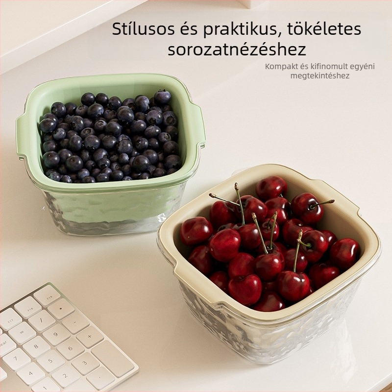 Kétszintes gyümölcsmosó kosár, műanyag, Rongling, modern minimalista stílus, 2024-ben debütált