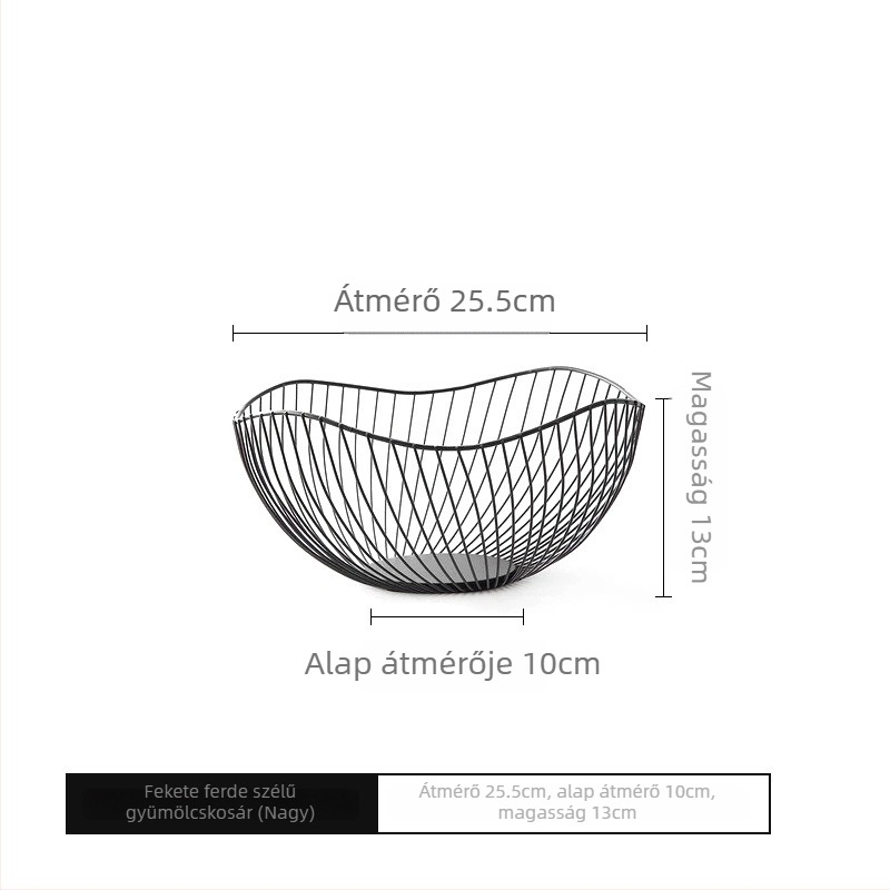 Rozsdamentes acél gyümölcskosár, minimalist design, YOGEHOME
