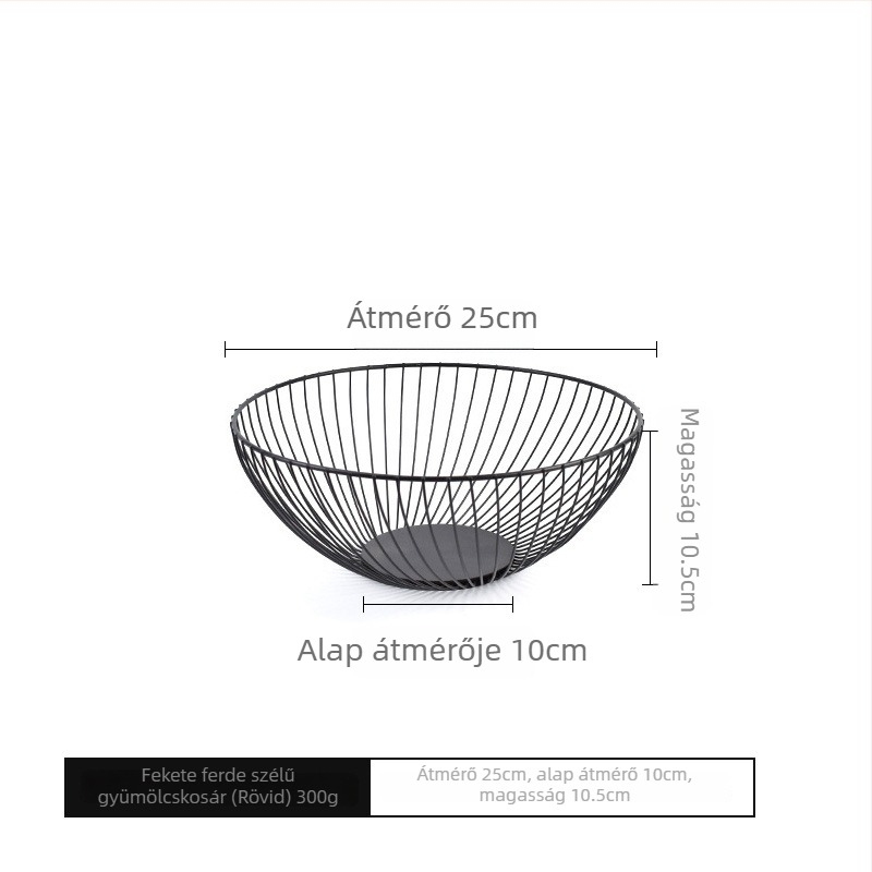 Rozsdamentes acél gyümölcskosár, minimalist design, YOGEHOME