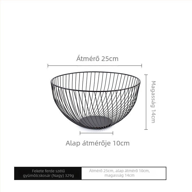 Rozsdamentes acél gyümölcskosár, minimalist design, YOGEHOME