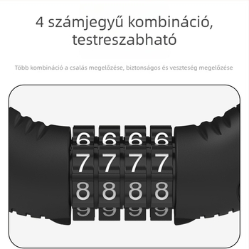 Heidelberg Hordozható kerékpár-zár jelszóval, acélkábel PVC burkolattal és ABS zárval, modell: gyűrűkód-zár, hegyi és elektromos kerékpárokhoz, stílus: modern minimalist