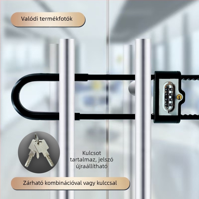 Digitális U- alakú zár üvegajtókhoz | Anyag: ötvözött acél; Modell: Password U-Shaped Lock; Típus: Digitális; Záró rúd vastagsága: 13; Záró rúd távolsága: 8