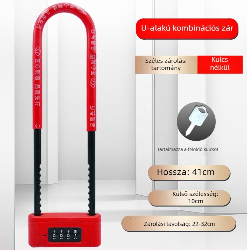 Digitális U- alakú zár üvegajtókhoz | Anyag: ötvözött acél; Modell: Password U-Shaped Lock; Típus: Digitális; Záró rúd vastagsága: 13; Záró rúd távolsága: 8