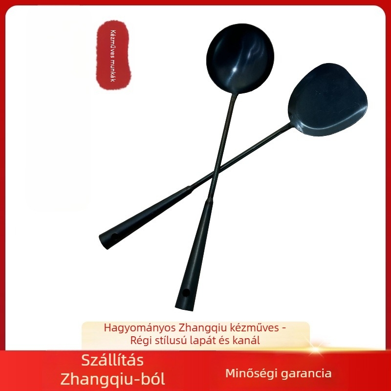 Kanál és spatula készlet, rozsdamentes acél, fa nyél, csúszásmentes, hőálló, logó nyomtatás elérhető