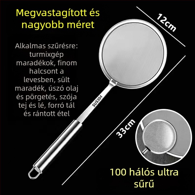 Konyhai spatula ultrafin 100-mesh szűrő habosításhoz és szójatej szűréséhez, 304 rozsdamentes acél kezeléssel, kód Flat 10+12+14+16