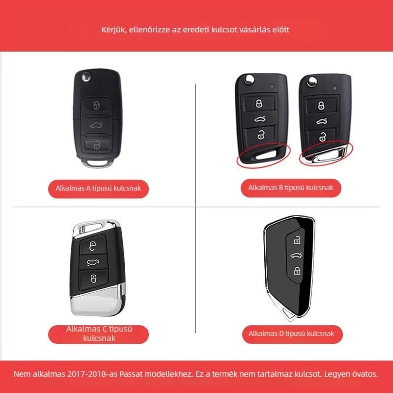 Connarth VW TPU kulcstartó tok, luxus stílus, kompatibilis Sagitar, Bora, Tiguan, Langxing, Santana, Jetta, Langyi, Polo, Golf
