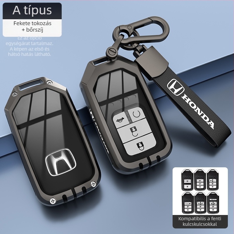 Honda kulcstartó borítás – cinkötvözet, minimalist stílus, CR-V, Civic, Accord, XR-V modellekhez