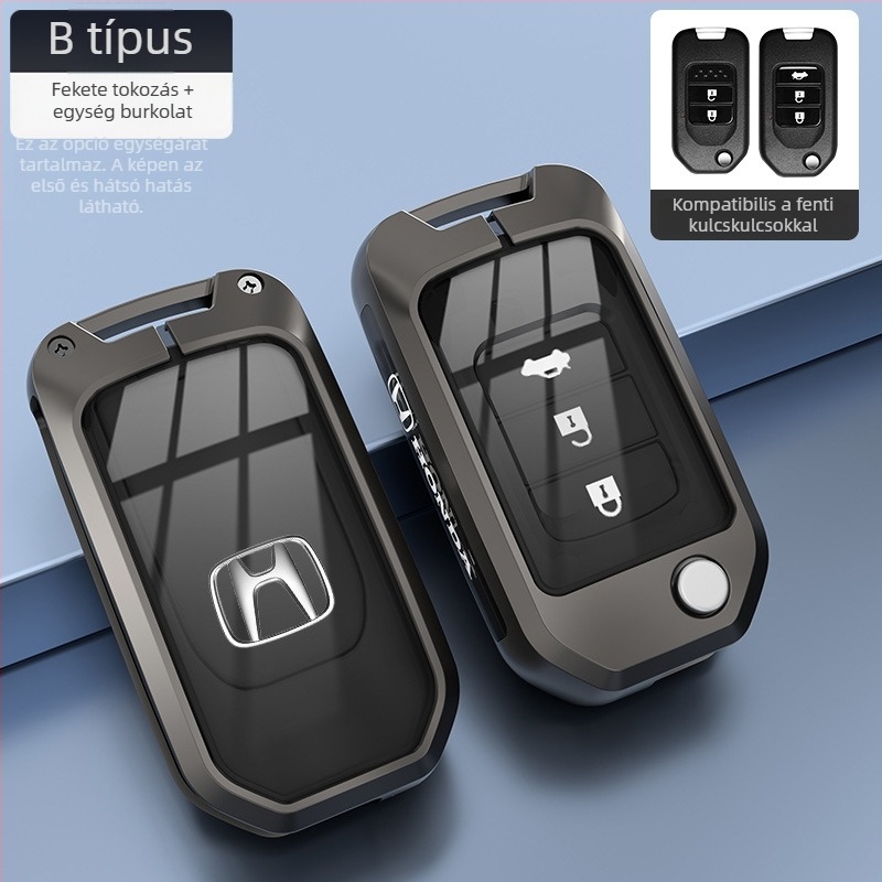 Honda kulcstartó borítás – cinkötvözet, minimalist stílus, CR-V, Civic, Accord, XR-V modellekhez