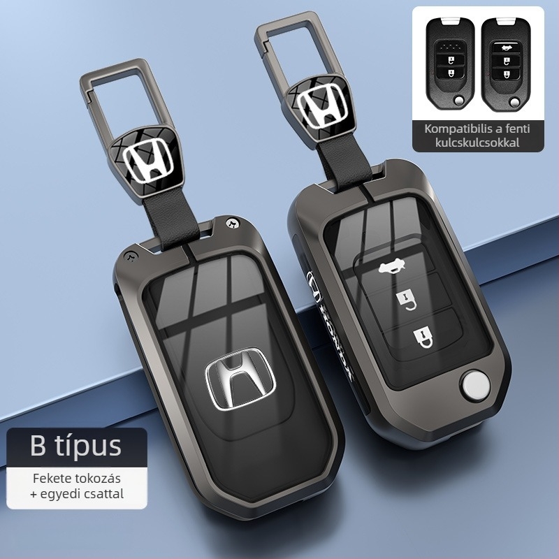 Honda kulcstartó borítás – cinkötvözet, minimalist stílus, CR-V, Civic, Accord, XR-V modellekhez