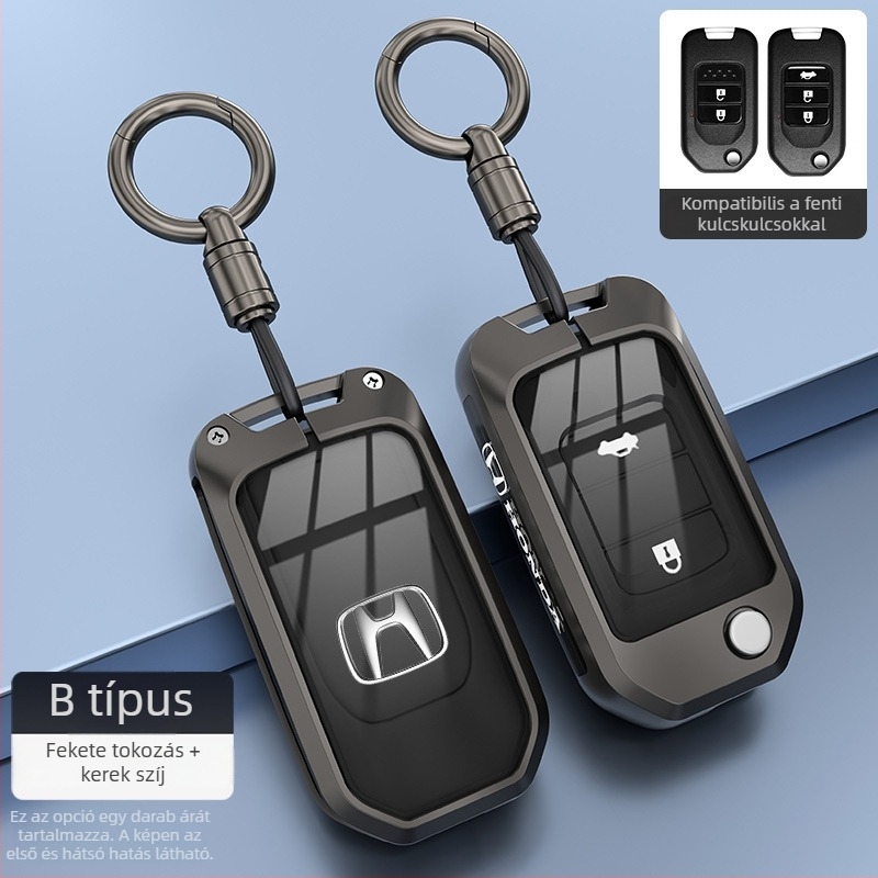 Honda kulcstartó borítás – cinkötvözet, minimalist stílus, CR-V, Civic, Accord, XR-V modellekhez