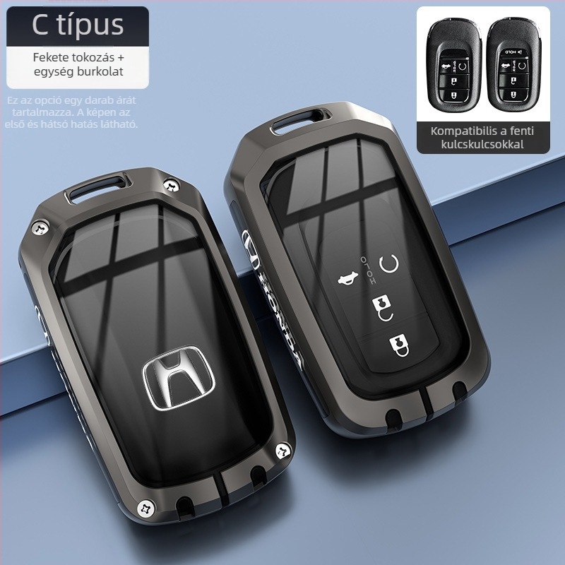 Honda kulcstartó borítás – cinkötvözet, minimalist stílus, CR-V, Civic, Accord, XR-V modellekhez