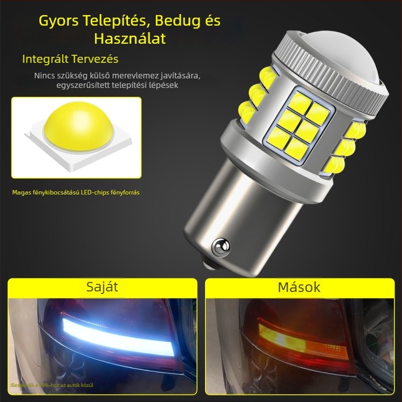 LED autóizzó 1156-33SMD-3030 konvex chip lencsével, jelzőfény, hátramenet és féklámpa világításhoz, 10-30V, 6.85W, 872 lm