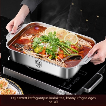 Hal grill tál 316L rozsdamentes acélból, téglalap alakú, tükrös felület, egyszínű dizájn, modern egyszerű stílus