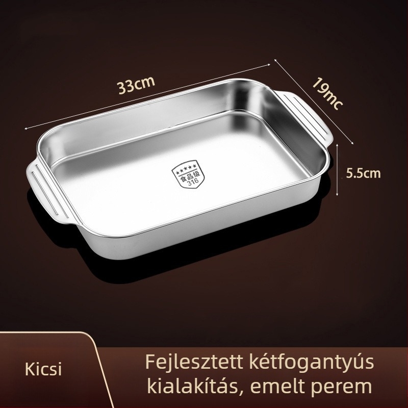 Hal grill tál 316L rozsdamentes acélból, téglalap alakú, tükrös felület, egyszínű dizájn, modern egyszerű stílus