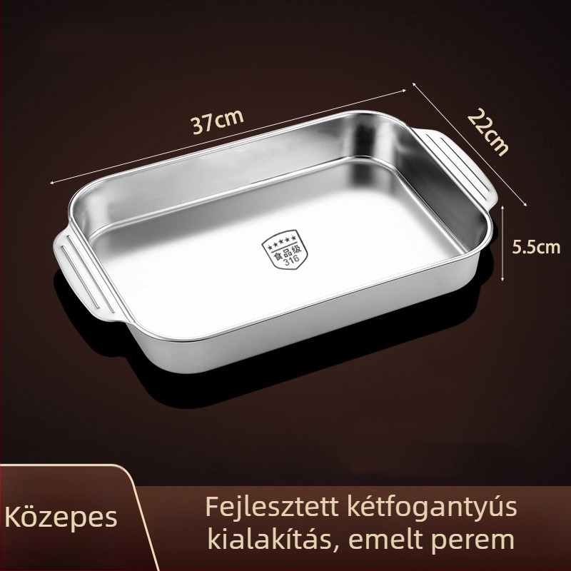 Hal grill tál 316L rozsdamentes acélból, téglalap alakú, tükrös felület, egyszínű dizájn, modern egyszerű stílus