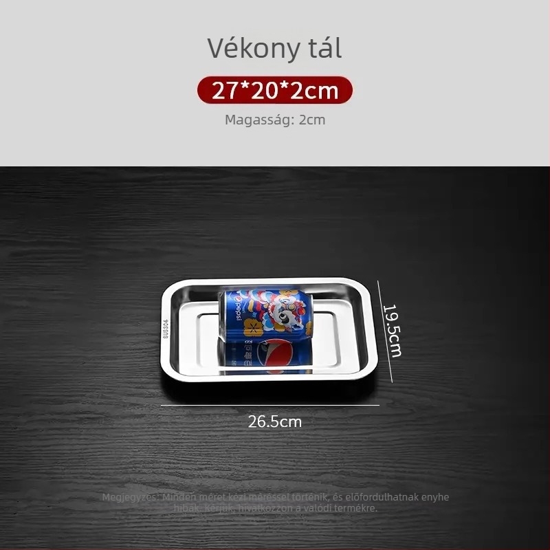 Hal grill tál 316L rozsdamentes acélból, téglalap alakú, tükrös felület, egyszínű dizájn, modern egyszerű stílus