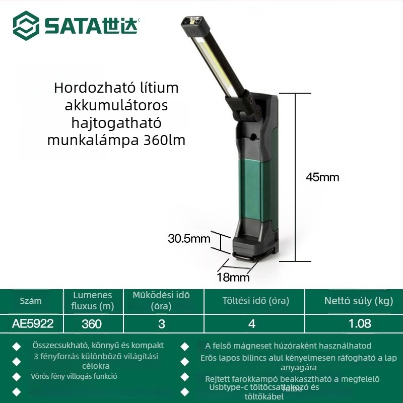 Kültéri fejlámpa, mini újratölthető, mágneses LED, 80–240 lm, ABS ház, 40 g, EU CE tanúsítvány