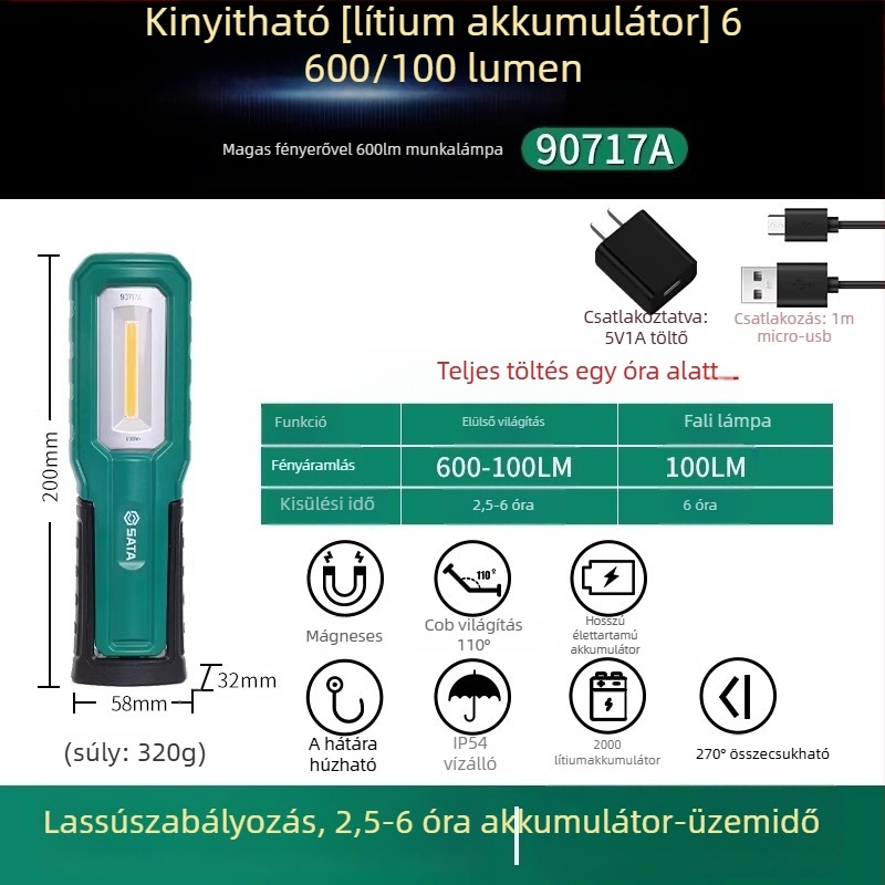 Kültéri fejlámpa, mini újratölthető, mágneses LED, 80–240 lm, ABS ház, 40 g, EU CE tanúsítvány