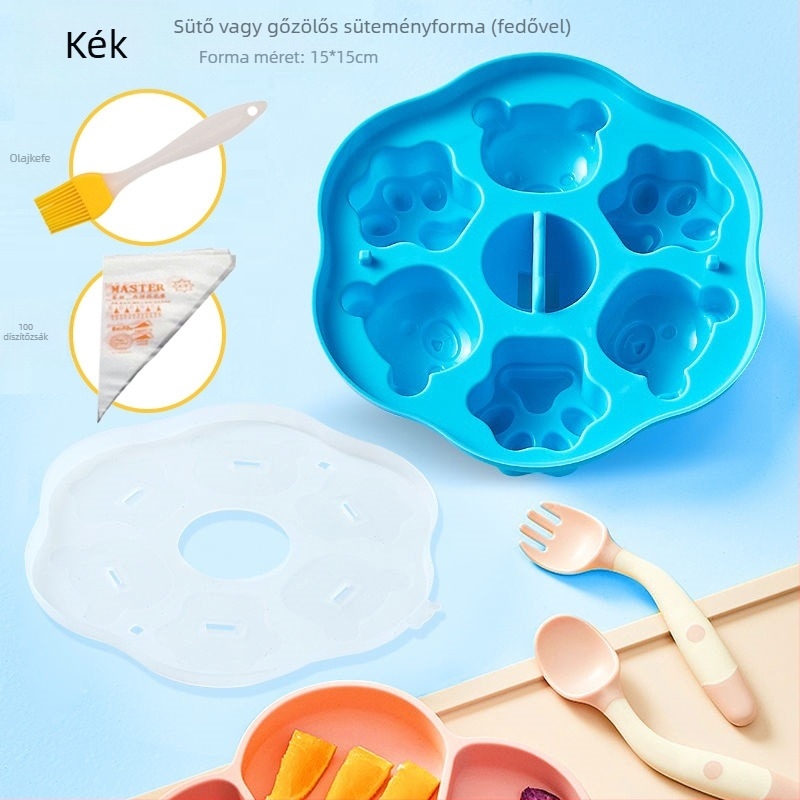 Szilikon sütemény forma, szabályos sokszög alak, állat Jacquard mintázat, gőzölt süteményekhez és bébiételekhez