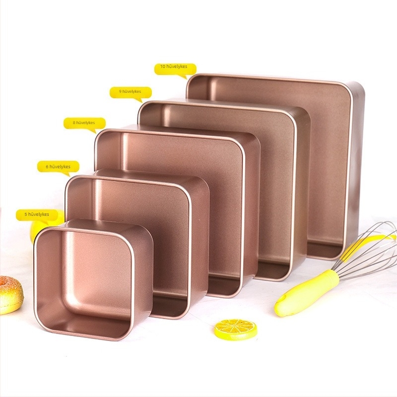 Gu yi tapadásmentes négyszögletes torta forma magasított és mélyített dizájnnal, vízfürdő kompatibilis otthoni használatra