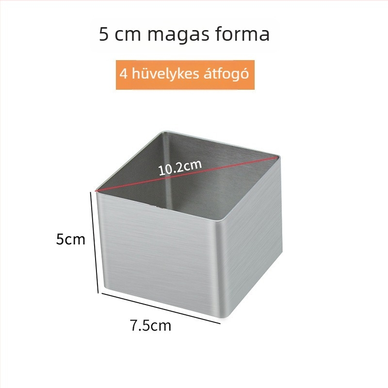 Rozsdamentes acélból készült négyszögletes mousse gyűrű, tortaforma mousse süteményekhez, modern minimalist design