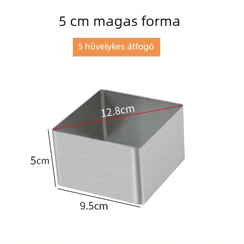 Rozsdamentes acélból készült négyszögletes mousse gyűrű, tortaforma mousse süteményekhez, modern minimalist design