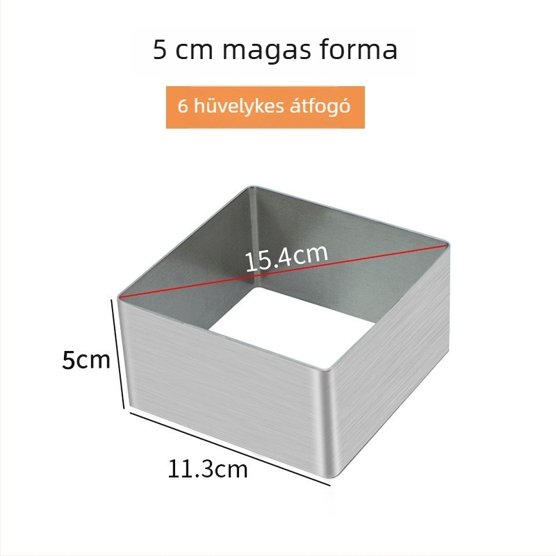 Rozsdamentes acélból készült négyszögletes mousse gyűrű, tortaforma mousse süteményekhez, modern minimalist design