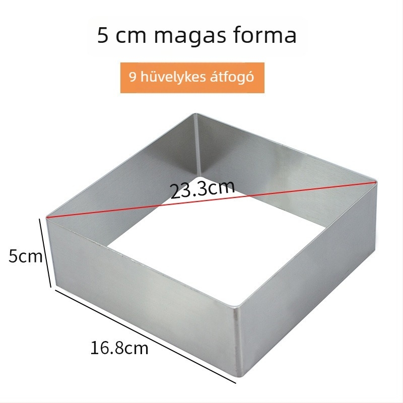 Rozsdamentes acélból készült négyszögletes mousse gyűrű, tortaforma mousse süteményekhez, modern minimalist design
