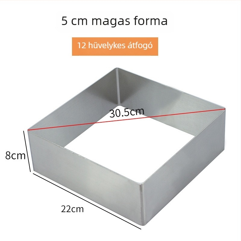 Rozsdamentes acélból készült négyszögletes mousse gyűrű, tortaforma mousse süteményekhez, modern minimalist design