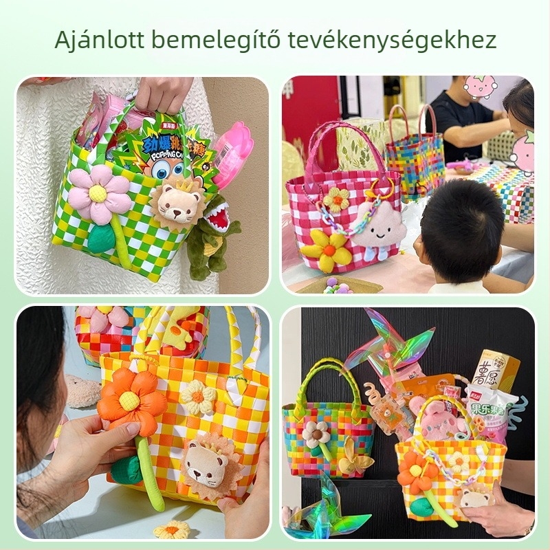 DIY készlet szalma szövött Tote táskához — Szabadidős utazási stílus, mindennapi használatra (Szalma; Szabadidős utazási stílus; Mindennapi használat; 2024 ősz)