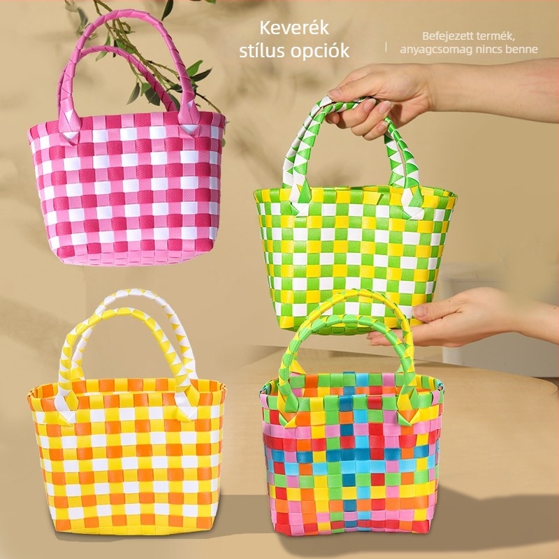 DIY készlet szalma szövött Tote táskához — Szabadidős utazási stílus, mindennapi használatra (Szalma; Szabadidős utazási stílus; Mindennapi használat; 2024 ősz)