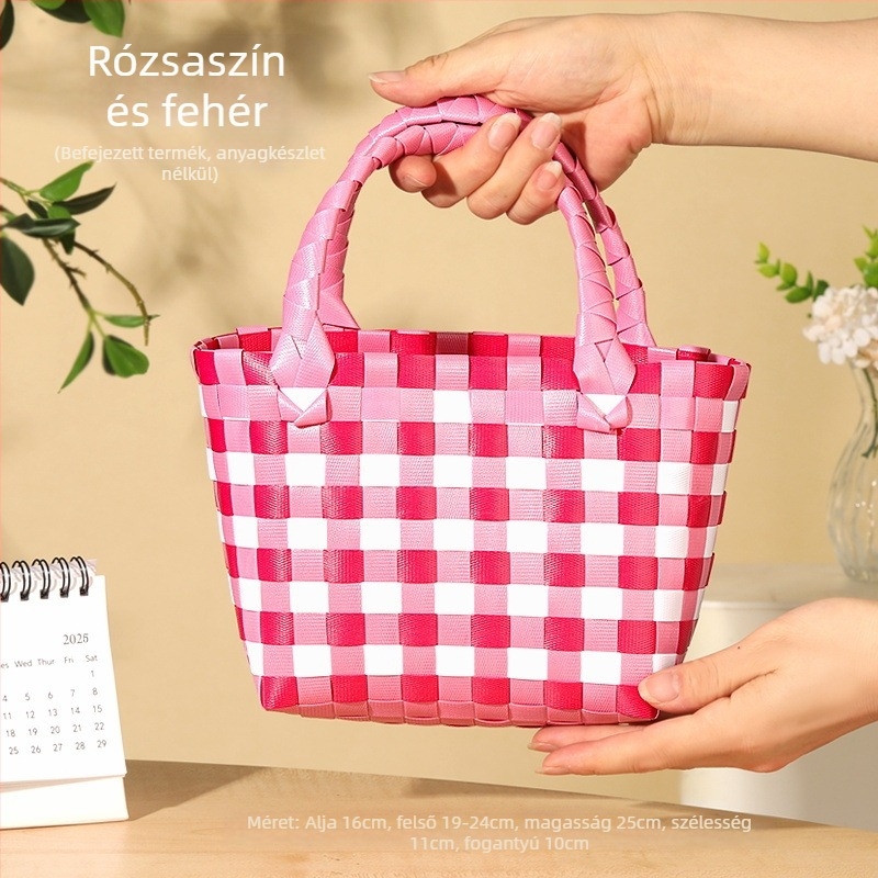 DIY készlet szalma szövött Tote táskához — Szabadidős utazási stílus, mindennapi használatra (Szalma; Szabadidős utazási stílus; Mindennapi használat; 2024 ősz)