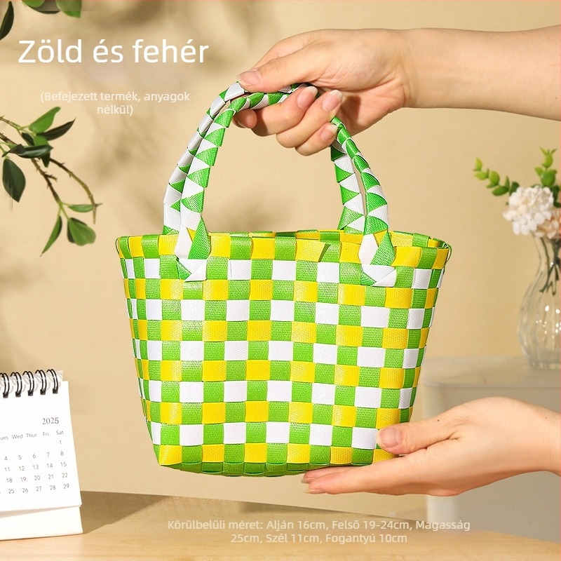DIY készlet szalma szövött Tote táskához — Szabadidős utazási stílus, mindennapi használatra (Szalma; Szabadidős utazási stílus; Mindennapi használat; 2024 ősz)