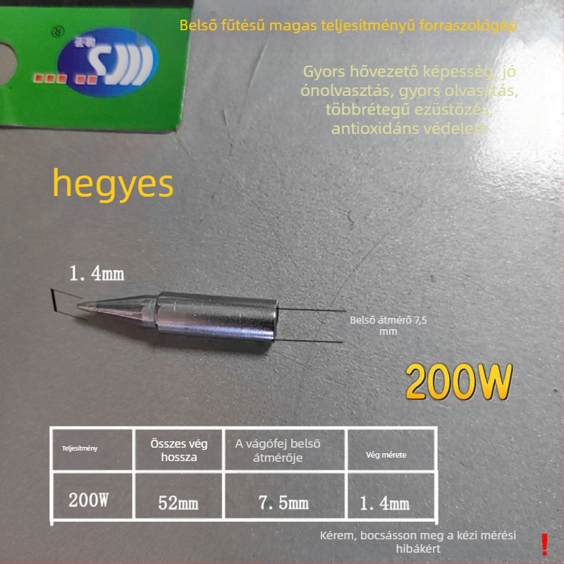 Állítható hőmérsékletű 200W-os forrasztópáka, 220V bemeneti feszültség, ipari osztályú gyors felmelegedés