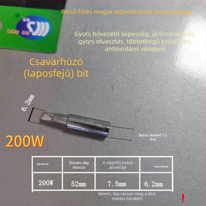 Állítható hőmérsékletű 200W-os forrasztópáka, 220V bemeneti feszültség, ipari osztályú gyors felmelegedés
